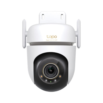 Front view of the TC43 outdoor camera highlighting its motorized 360-degree pan and tilt wide-area field of view.
