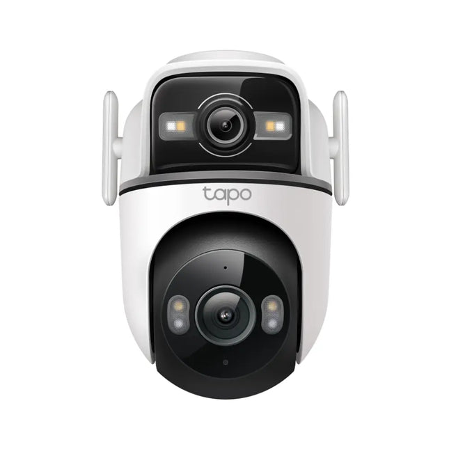 Close-up of TC47 camera showcasing the top 165-degree wide-angle lens and the bottom 6mm telephoto lens.