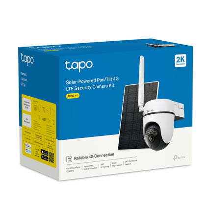 Weatherproof TP-Link TC90G KIT solar 4G camera kit installed on a remote wall, operating wirelessly via a mobile SIM card.