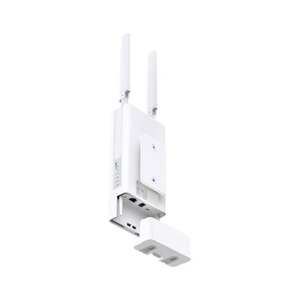 TP-Link TL-MR100-Outdoor network router showcasing the Nano SIM card slot and the PoE-in LAN port for flexible mounting.