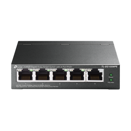 TP-Link TL-SG105MPE 5-port gigabit easy smart switch.