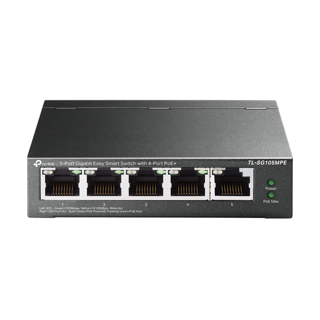 TP-Link TL-SG105MPE 5-port gigabit easy smart switch.