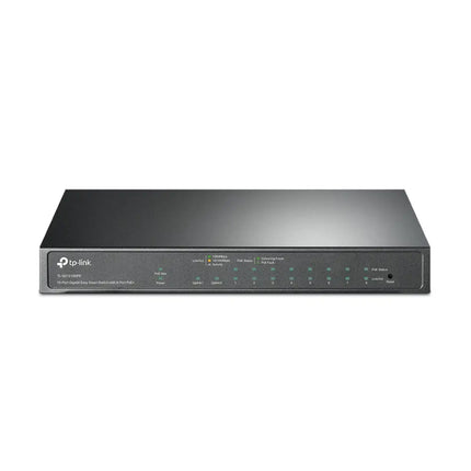 TP-Link TL-SG1210MPE 10-Port Gigabit Easy Smart Switch featuring 8 Power over Ethernet plus ports, front view.