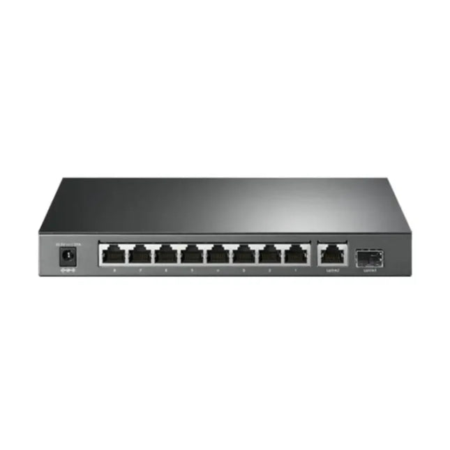 Front panel view of the TP-Link TL-SG1210PP unmanaged gigabit switch, showing 2 high-power 60W PoE++ ports, 6 PoE+ ports, 1 standard RJ45 port, and 1 Combo SFP slot.