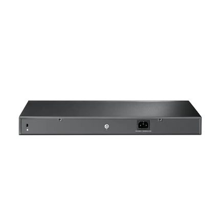 The TP-Link TL-SG3210XHP-M2 JetStream multi-gigabit switch installed in a server rack for high-speed business networking.