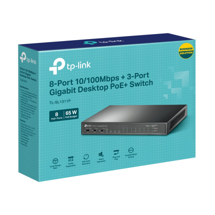 TP-Link TL-SL1311P 8-Port PoE+ Desktop Switch with Gigabit & SFP Uplinks