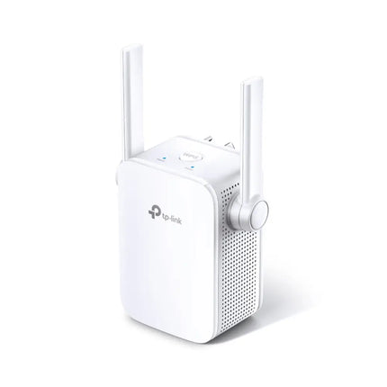 Front view of the white TP-Link Australia TL-WA855RE compact wall-plug Wi-Fi booster showing the smart signal indicator light.
