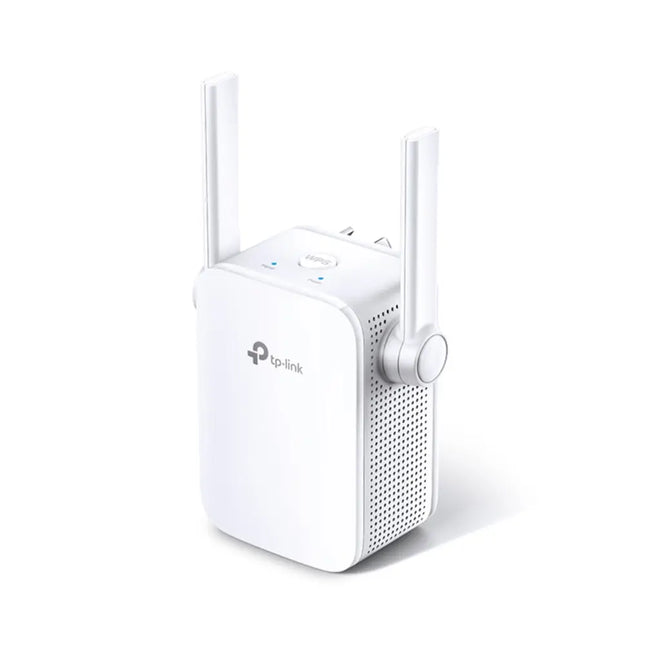 Front view of the white TP-Link Australia TL-WA855RE compact wall-plug Wi-Fi booster showing the smart signal indicator light.