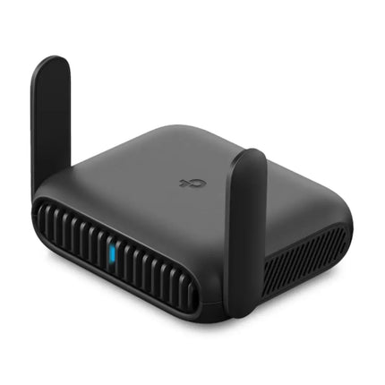 Front view of the pocket-sized TP-Link TL-WR1512X Roam 6 AX1500 portable Wi-Fi 6 travel router.