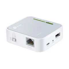 P-Link TL-WR902AC AC750 dual-band wireless travel router in compact white and grey design, front view.