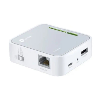 P-Link TL-WR902AC AC750 dual-band wireless travel router in compact white and grey design, front view.