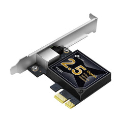 TP-Link TX201 2-5 Gigabit PCIe network adapter card with RJ45 Ethernet port and low-profile bracket.