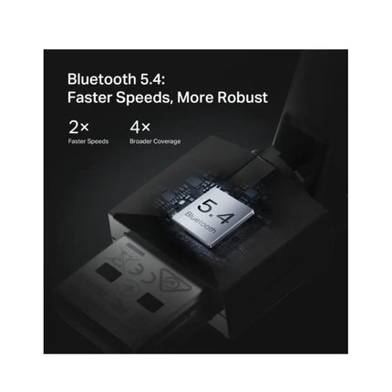 Close-up diagram of the UB500 Plus Bluetooth adapter highlighting its 180-degree rotating and adjustable multi-directional antenna design.