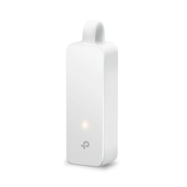 TP-Link UE300C USB Type-C to RJ45 Gigabit Ethernet Network Adapter showing its compact design and foldaway cable.