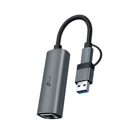 Front view of the retail packaging for the TP-Link UE310C USB Type-C to RJ45 Gigabit Ethernet Adapter, Australian stock.