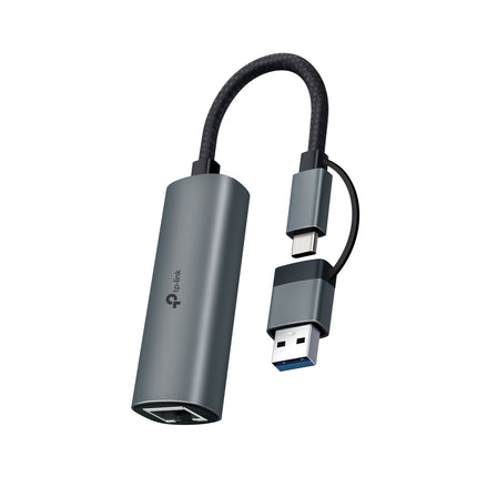 TP-Link UE310C USB Type-C to RJ45 Gigabit Ethernet Network Adapter showing the sleek white casing and cable.