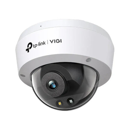 TP-Link VIGI C250 2.8mm 5MP full-color dome network camera featuring a rugged white and black IK10 vandal-proof housing.