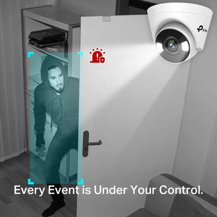 Side angle of the TP-Link VIGI C440 4MP network camera showing the adjustable turret base for ceiling or wall mounting.