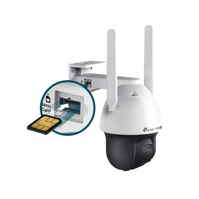 Nano-SIM slot and RJ45 network port on TP-Link VIGI C540-4G