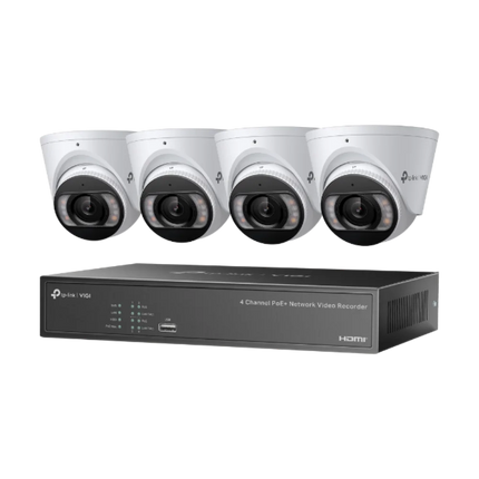 TP-Link VIGI NK4P-T4425-2T 4 × 4MP Full-Colour Turret Cameras + 4CH PoE+ NVR CCTV Kit (2TB HDD Pre-Installed)