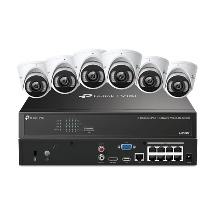 TP-Link VIGI NK8MP-T6425-2T kit: 6 x 4MP full-colour turret cameras with 8-channel PoE+ NVR and 2TB