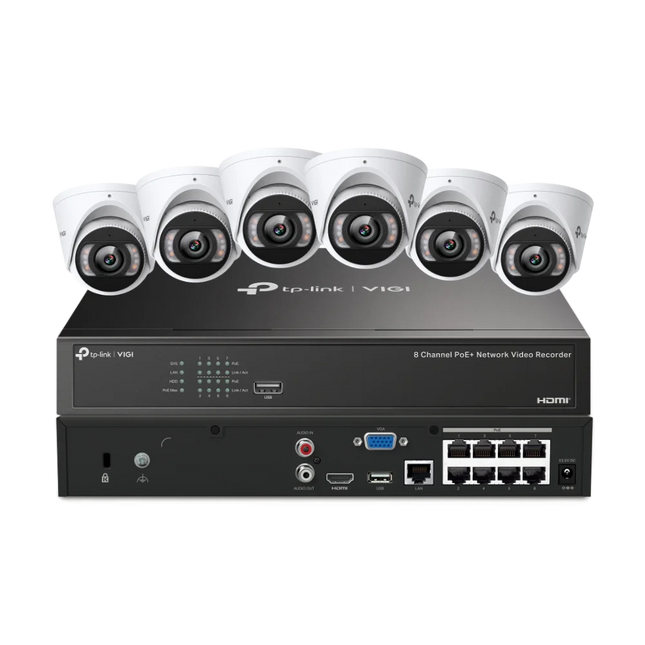 TP-Link VIGI NK8MP-T6425-2T kit: 6 x 4MP full-colour turret cameras with 8-channel PoE+ NVR and 2TB