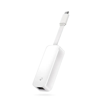 TP-Link UE300C USB-C to RJ45 ethernet adapter providing high-speed wired internet for laptops and tablets.