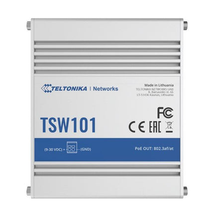 Teltonika TSW101 - Automotive Unmanaged PoE+ Switch, 112W, 4x PoE Ports, 9 - 30vDC Input - CCTV Guru