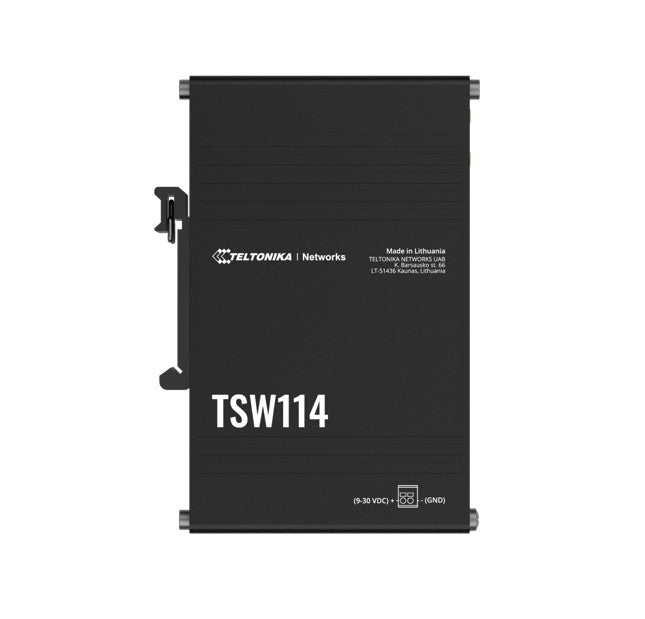 Teltonika TSW114 - Gigabit DIN Rail Switch, 5 x Gigabit Ethernet ports, Rugged anodized aluminum housing - CCTV Guru