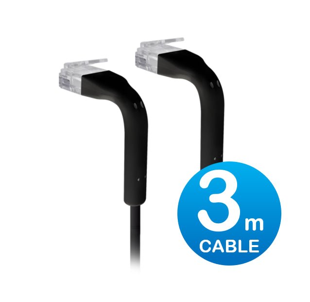 UniFi Patch Cable 3m Black, Both End Bendable to 90 Degree, RJ45 Ethernet Cable, Cat6, Ultra - Thin 3mm Diameter U - Cable - Patch - 3M - RJ45 - BK - CCTV Guru