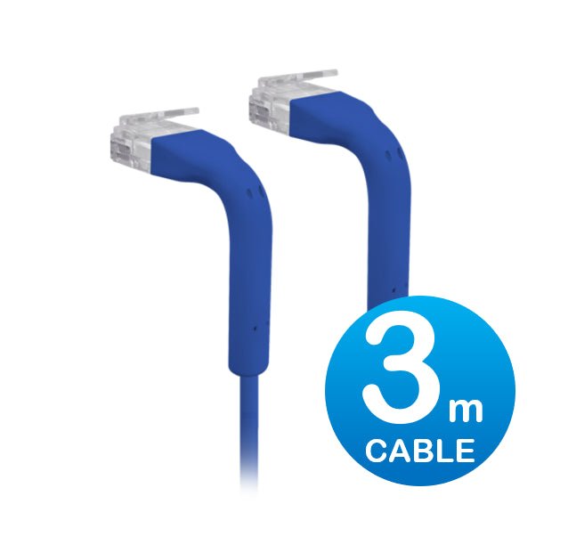 UniFi Patch Cable 3m Blue, Both End Bendable to 90 Degree, RJ45 Ethernet Cable, Cat6, Ultra - Thin 3mm Diameter U - Cable - Patch - 3M - RJ45 - BL - CCTV Guru