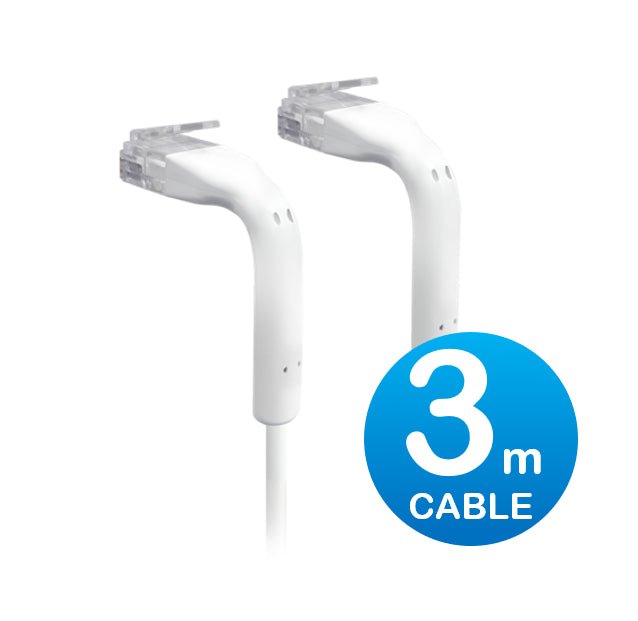 UniFi Patch Cable 3m White, Both End Bendable to 90 Degree, RJ45 Ethernet Cable, Cat6, Ultra - Thin 3mm Diameter U - Cable - Patch - 3M - RJ45 - CCTV Guru