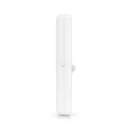 Rear profile view of the Ubiquiti LiteBeam LBE-5AC-16-120 showcasing the integrated ball joint mount system for precise three-axis alignment.