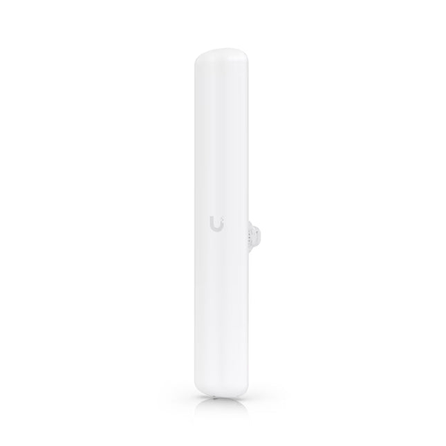 Rear profile view of the Ubiquiti LiteBeam LBE-5AC-16-120 showcasing the integrated ball joint mount system for precise three-axis alignment.
