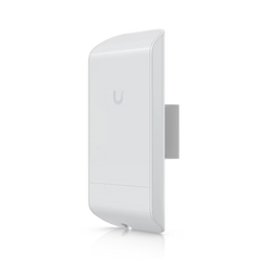 Ubiquiti NanoStation Loco M2 LOCOM2 2.4GHz outdoor CPE — side angle view showing integrated 8dBi MIMO antenna and compact weatherproof housing