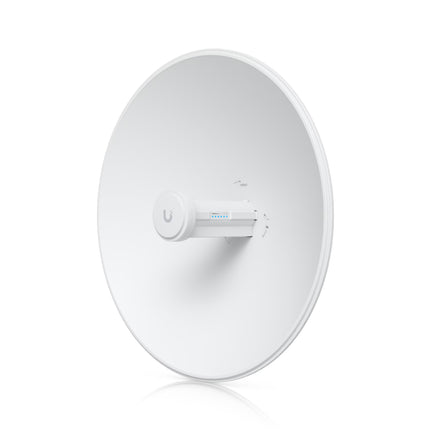 Ubiquiti PowerBeam 5AC Gen2 outdoor 5GHz 25dBi wireless bridge bridge showcasing the solid 400mm parabolic reflector dish and center feedhorn radio.