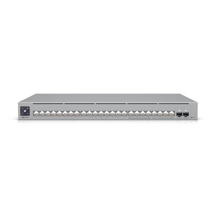 Ubiquiti UniFi Pro Max 24 Layer 3 Etherlighting switch front view showing 1.3-inch LCM touchscreen display
