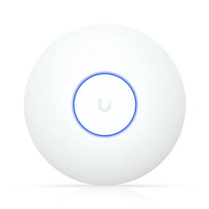 Ubiquiti U7-Lite compact ceiling-mounted WiFi 7 access point angled front view