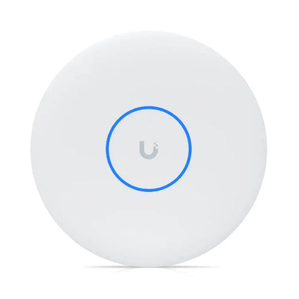 Ubiquiti U7 Pro XGS WiFi 7 access point mounted on a commercial ceiling.