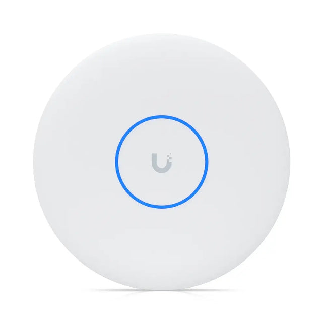 Ubiquiti U7 Pro XGS WiFi 7 access point mounted on a commercial ceiling.