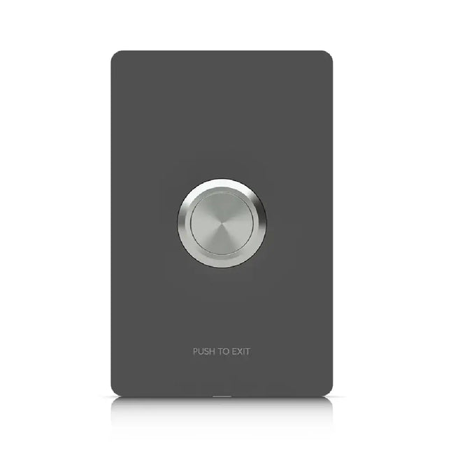 Ubiquiti UA-Button push-to-exit access control unit shown with interchangeable faceplates.