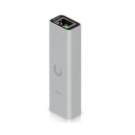 Ubiquiti UACC-Adapter-RJ45-USBC 10G Ethernet Adapter front profile showcasing the compact USB-C and RJ45 ports.
