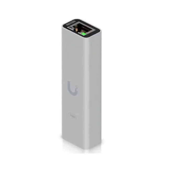 Ubiquiti UACC-Adapter-RJ45-USBC 10G Ethernet Adapter front profile showcasing the compact USB-C and RJ45 ports.