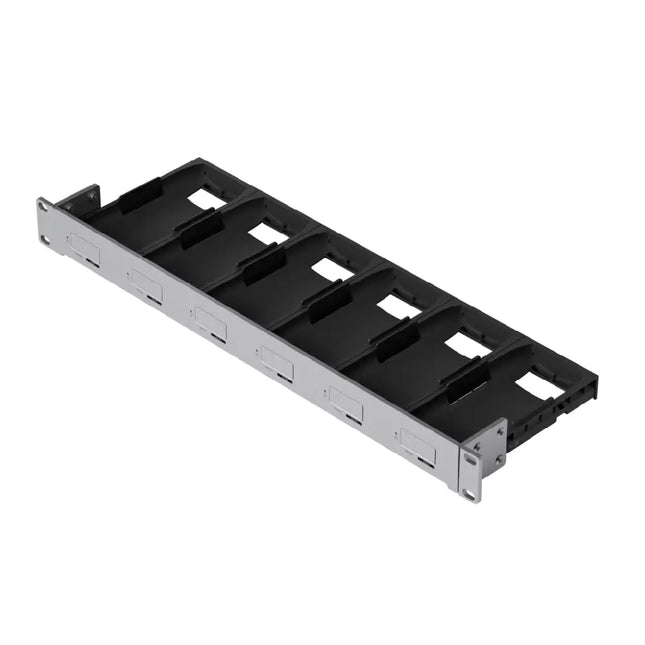 Ubiquiti UACC-AI-Port-RM 1U rack mount front profile showing multi-port housing slots for UniFi AI hardware.