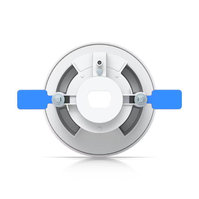 AI Theta Pro lens mounted flush into ceiling tile using the UACC-AI-Theta-Pro-PFM-Camera.