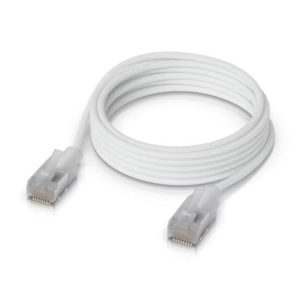 Ubiquiti UACC-Cable-Patch-EL-C6A Cat6A 2m patch cable showing translucent RJ45 Etherlighting boots.