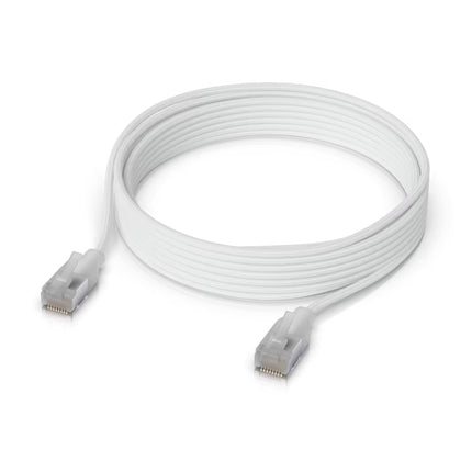 Ubiquiti UACC-Cable-Patch-EL-C6A Cat6A 3m patch cable showing translucent RJ45 Etherlighting boots.