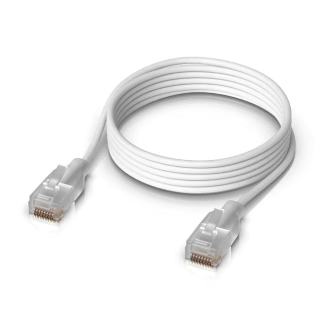 Ubiquiti UACC-Cable-Patch-EL Etherlighting patch cable showing translucent RJ45 connector boots.