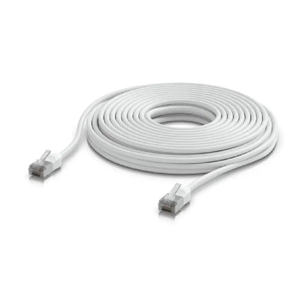 biquiti UACC-Cable-Patch-Outdoor-C6A shielded outdoor Cat6A patch cable coils on clean background.