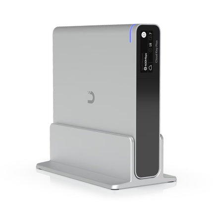 Front view of the aluminum Ubiquiti UACC-CKG2-Plus-Stand table stand.